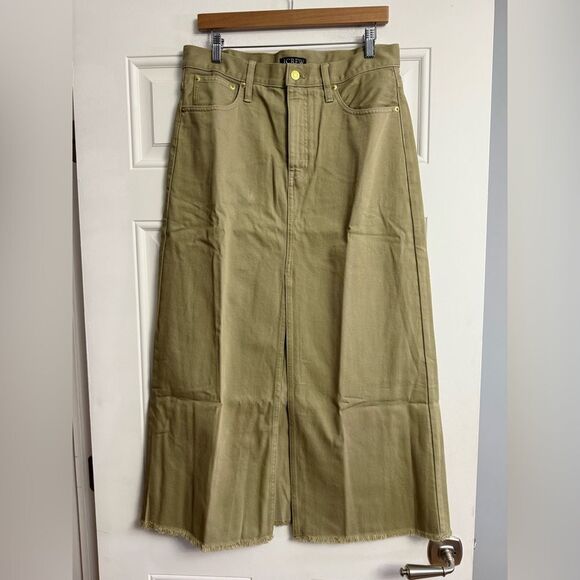 J.Crew Classic denim maxi skirt in khaki NWT. Size 30 - Picture 1 of 7